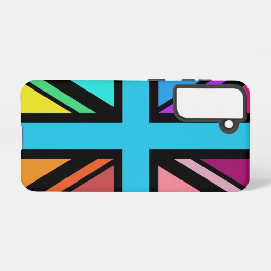 Union Jack/Flag mehrfarbig+Schwarz-Design Samsung Galaxy Hülle (Rückseite (Horizontal))