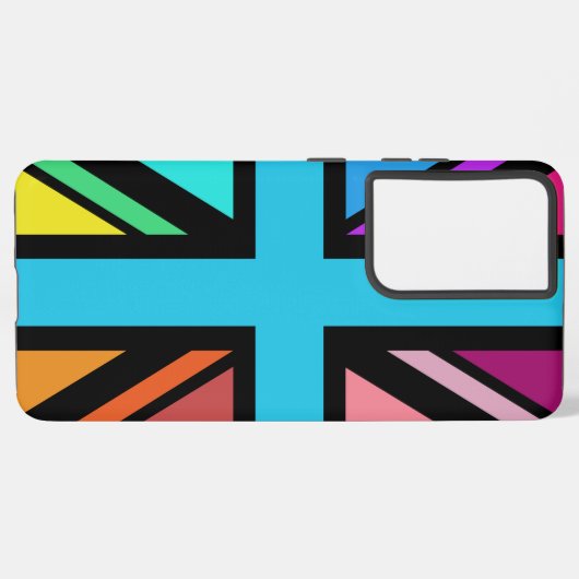 Union Jack/Flag mehrfarbig+Schwarz-Design Samsung Galaxy Hülle (Linke Seite)