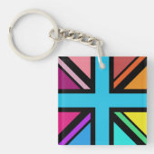 Union Jack/Flag mehrfarbig+Schwarz-Design Schlüsselanhänger (Vorderseite)