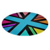 Union Jack/Flag mehrfarbig+Schwarz-Design Schneidebrett (Ecke)