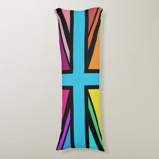Union Jack/Flag mehrfarbig+Schwarz-Design Seitenschläferkissen (Vorderseite Vertikal)
