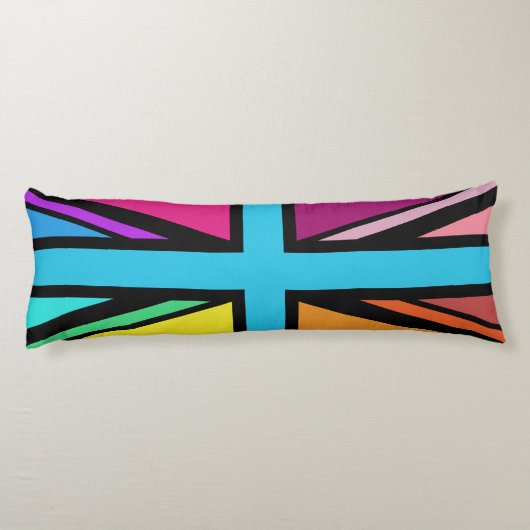 Union Jack/Flag mehrfarbig+Schwarz-Design Seitenschläferkissen (Rückseite)