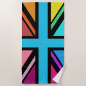 Union Jack/Flag mehrfarbig+Schwarz-Design Strandtuch (Vorderseite)