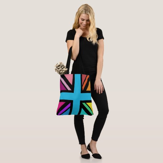 Union Jack/Flag mehrfarbig+Schwarz-Design Tasche (Am Model)