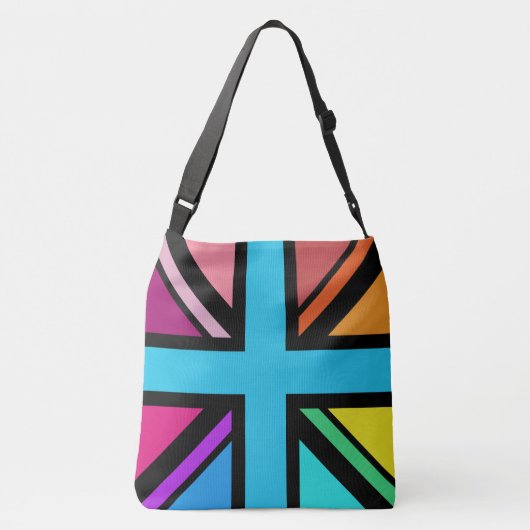 Union Jack/Flag mehrfarbig+Schwarz-Design Tragetaschen Mit Langen Trägern (Rückseite)