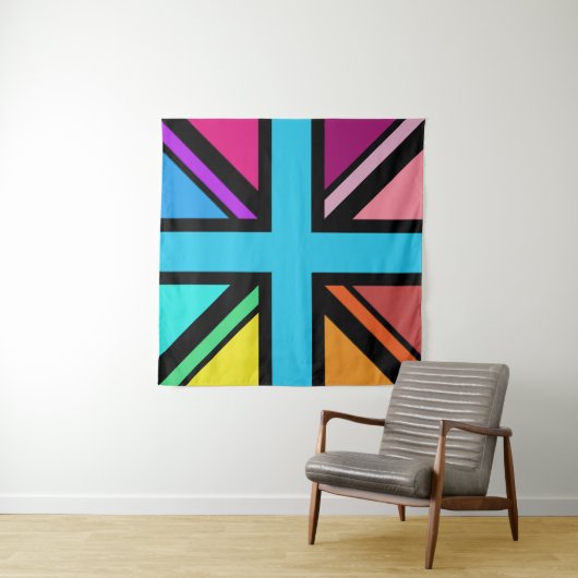 Union Jack/Flag mehrfarbig+Schwarz-Design Wandteppich (Beispiel (Horizontal))