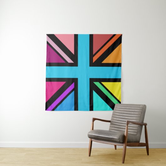 Union Jack/Flag mehrfarbig+Schwarz-Design Wandteppich (Beispiel)