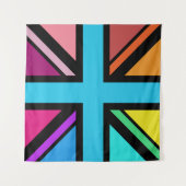 Union Jack/Flag mehrfarbig+Schwarz-Design Wandteppich (Vorderseite)