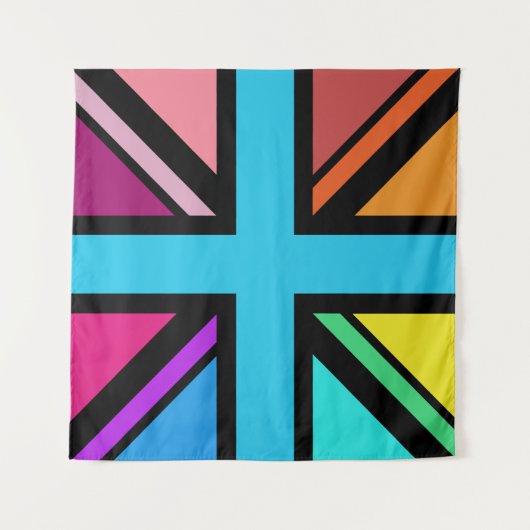 Union Jack/Flag mehrfarbig+Schwarz-Design Wandteppich (Vorderseite)