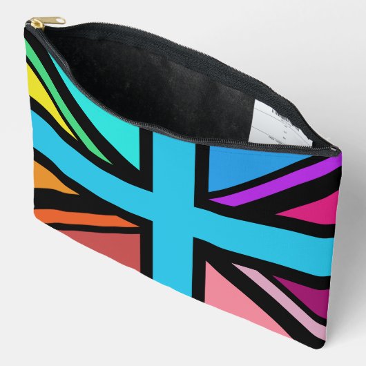 Union Jack/Flag mehrfarbig+Schwarz-Design Zubehörtasche (Offen)