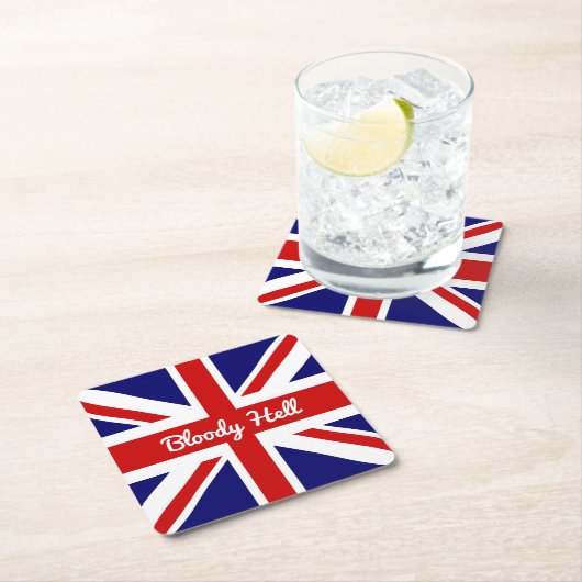 Union Jack Flag mit funny Zitat Rechteckiger Pappuntersetzer (Vor Ort)