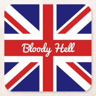 Union Jack Flag mit funny Zitat Rechteckiger Pappuntersetzer