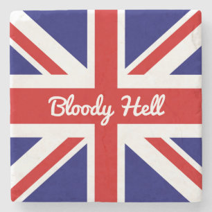 Union Jack Flag mit funny Zitat Steinuntersetzer