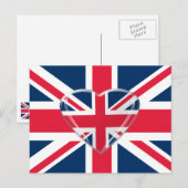 Union Jack Flag mit Herzdesign Postkarte (Vorne/Hinten)