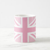 Union Jack Flag Pastel Pink Gingham Pattern Kaffeetasse (Mittel)