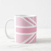 Union Jack Flag Pastel Pink Gingham Pattern Kaffeetasse (Links)