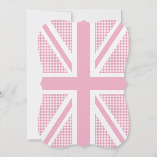Union Jack Flag Pastell Pink Gingham Einladung (Rückseite)