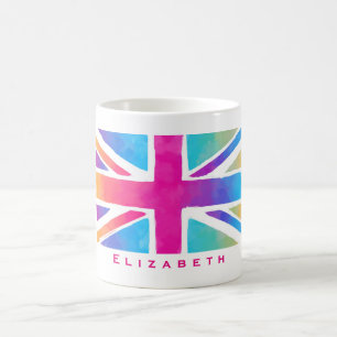 Union Jack Flag Personalisierte helle Wasserfarben Kaffeetasse