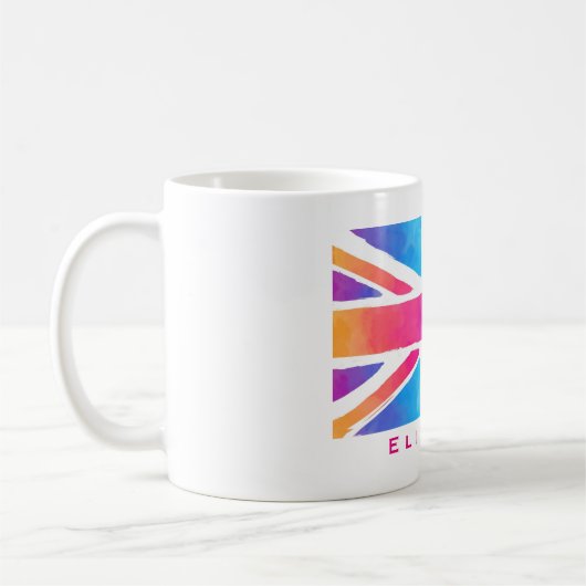 Union Jack Flag Personalisierte helle Wasserfarben Kaffeetasse (Links)