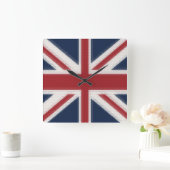 Union Jack Flag Quadratische Wanduhr (Zuhause)