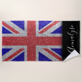 Union Jack Flag UK London Glitzer Summer Party Strandtuch (Vorderseite)