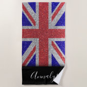 Union Jack Flag UK London Glitzer Summer Party Strandtuch (Vorderseite)