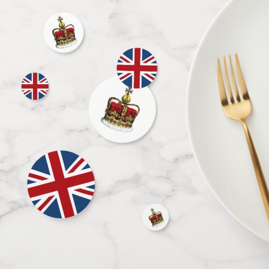Union Jack Flag und Kronen Konfetti (Gruppe)