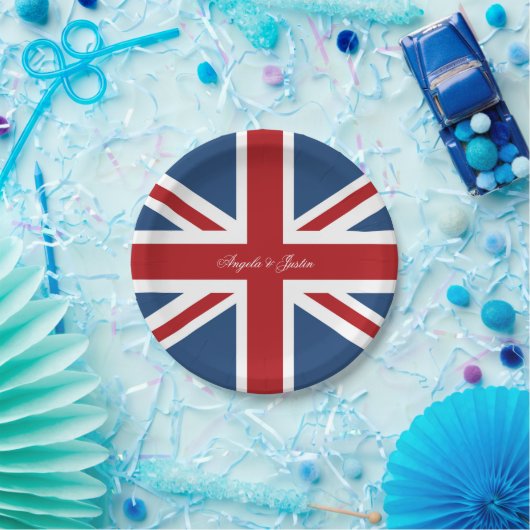 Union Jack Flag Wedding Pappteller (Party)