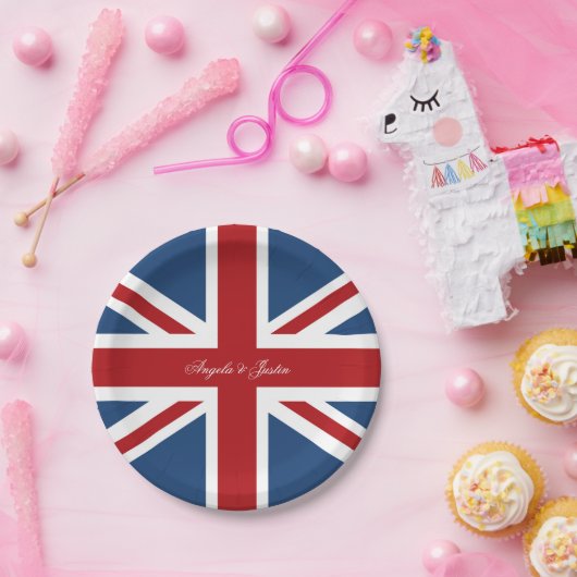 Union Jack Flag Wedding Pappteller (Party)