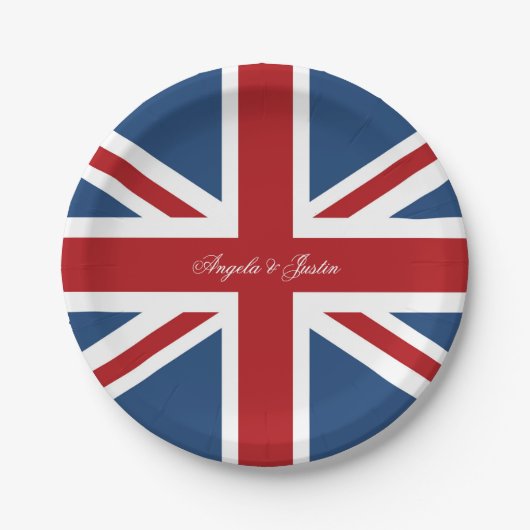 Union Jack Flag Wedding Pappteller (Vorderseite)