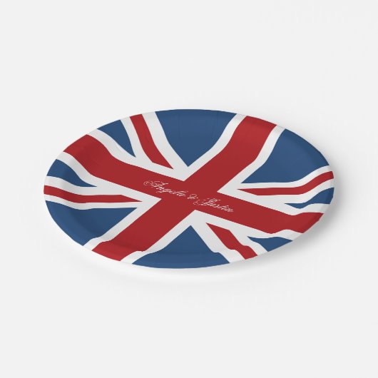 Union Jack Flag Wedding Pappteller (Schrägansicht)