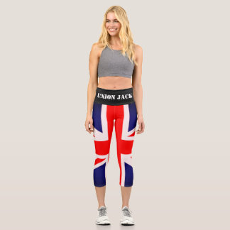 Union Jack Flag Yoga Pants Capri Leggings