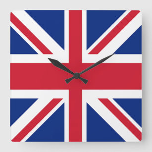 Union Jack - Flagge des Vereinigten Königreichs Quadratische Wanduhr