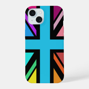 Union Jack/Flagge Mehrfarbig+Schwarzes Design iPhone 15 Hülle