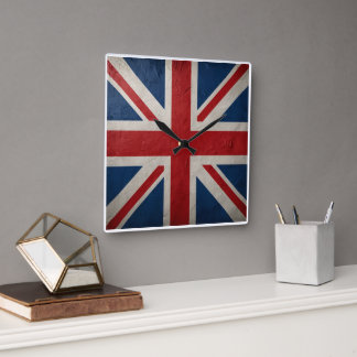 Union Jack Flagge Quadratische Wanduhr