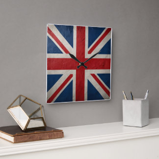 Union Jack-Flagge Quadratische Wanduhr