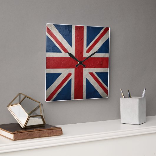 Union Jack-Flagge Quadratische Wanduhr (Büro)