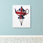 Union Jack Flying Teapot Leinwanddruck (Insitu (Holzboden))