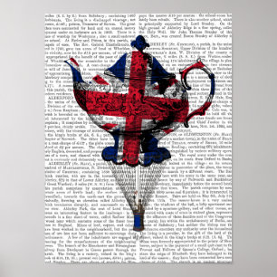 Union Jack Flying Teapot Poster