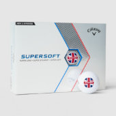 Union Jack Golfbälle - England Flagge Name Monogra (Verpackung)