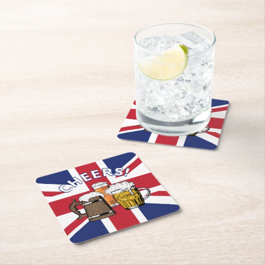 UNION JACK Great British Beer Rechteckiger Pappuntersetzer (Vor Ort)