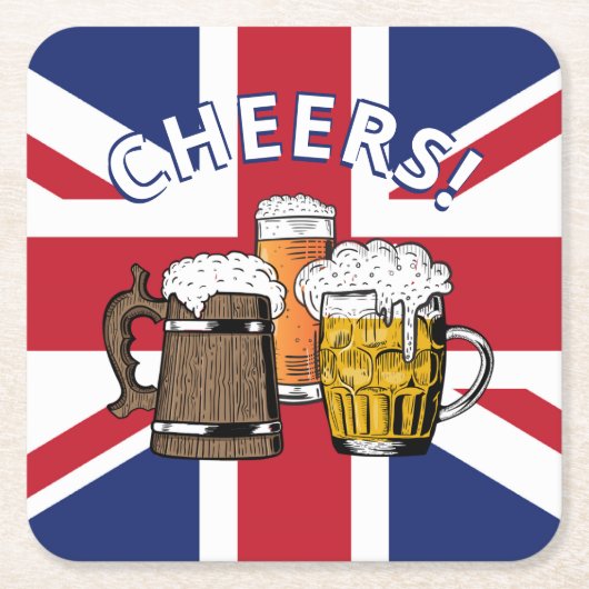 UNION JACK Great British Beer Rechteckiger Pappuntersetzer (Vorderseite)
