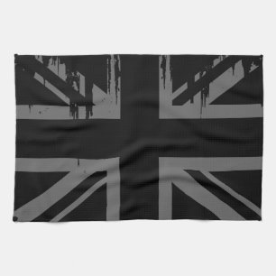 Union Jack (Grunge-Silber-UK-Flagge) Geschirrtuch