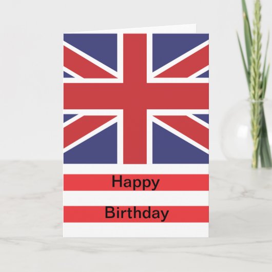 Union Jack Happy Birthday Karte (Vorderseite)