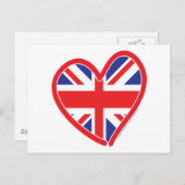 Union Jack Heart Flag Postkarte (Vorne/Hinten)