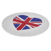 Union Jack Heart Glass Cutting Board Schneidebrett (Ecke)