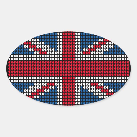 Union Jack Heart Ovaler Aufkleber (Vorderseite)