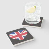 Union Jack Heartflagge an der Schwarzküste Steinuntersetzer (Seitenansicht)