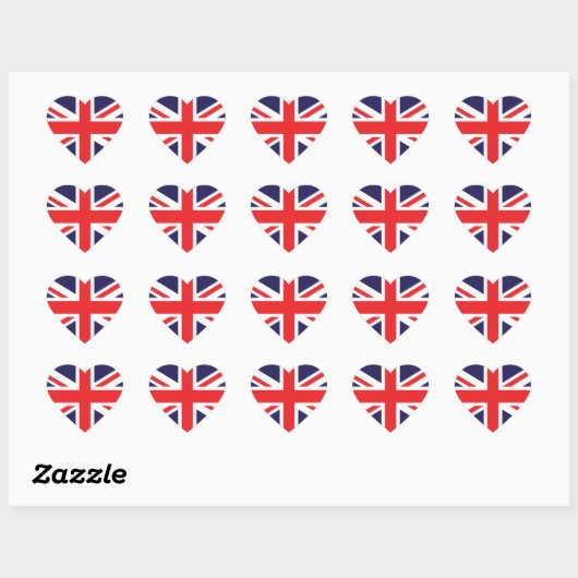 Union Jack Herz-Aufkleber (Blatt)
