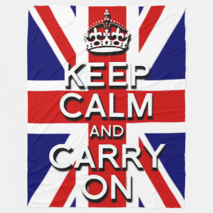 Union Jack Keep Calm und Mach weiter Fleecedecke